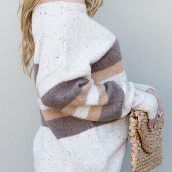 07 Cozy Striped Color Block Minimalist Sweater Top - Picture 6 of 7